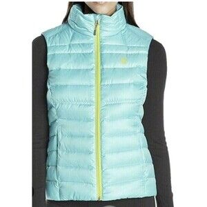 Spyder Prymo Puffer Vest Down Lined Ladies Medium Blue EUC 70% Down 30% Duck